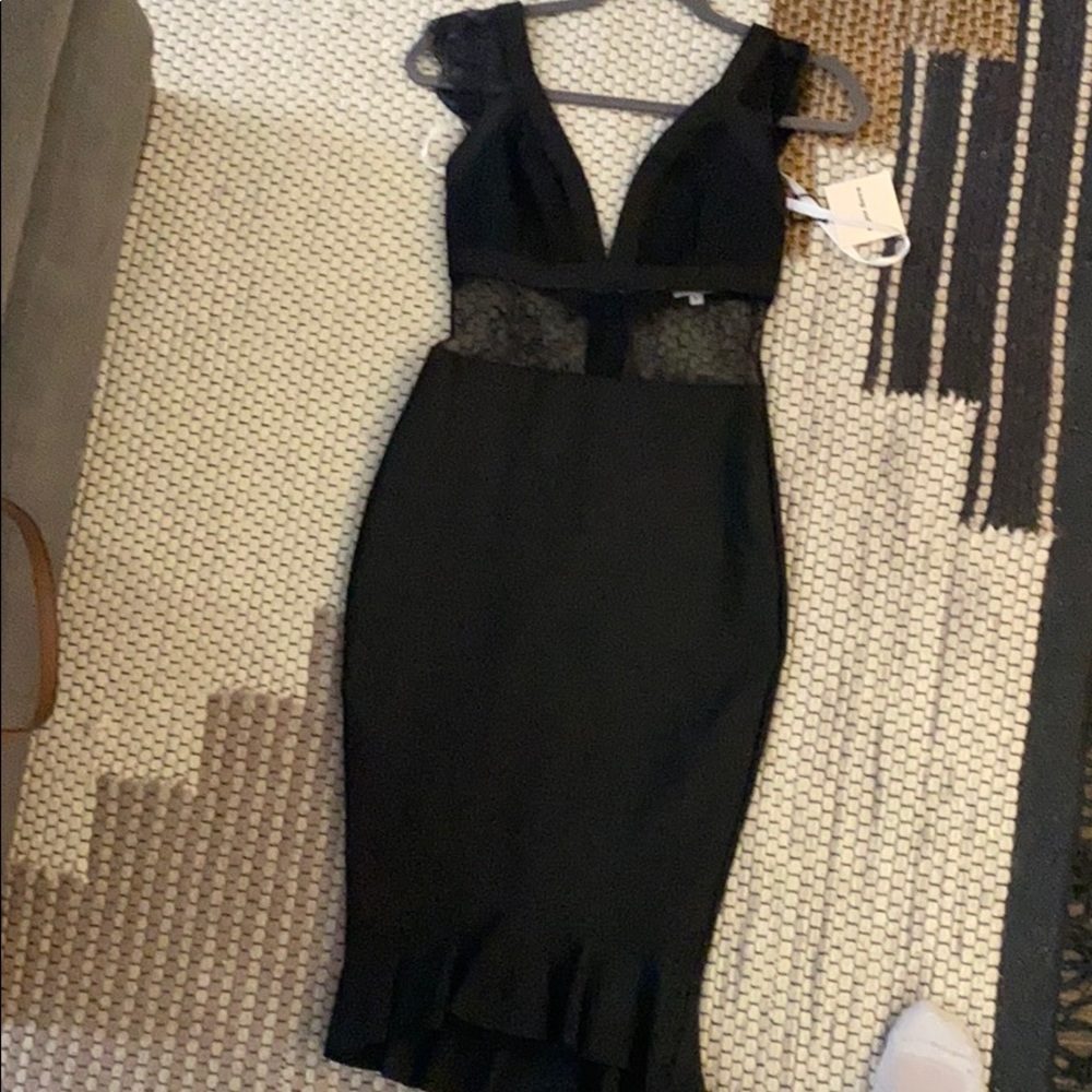 Super Down Black Cocktail Dress